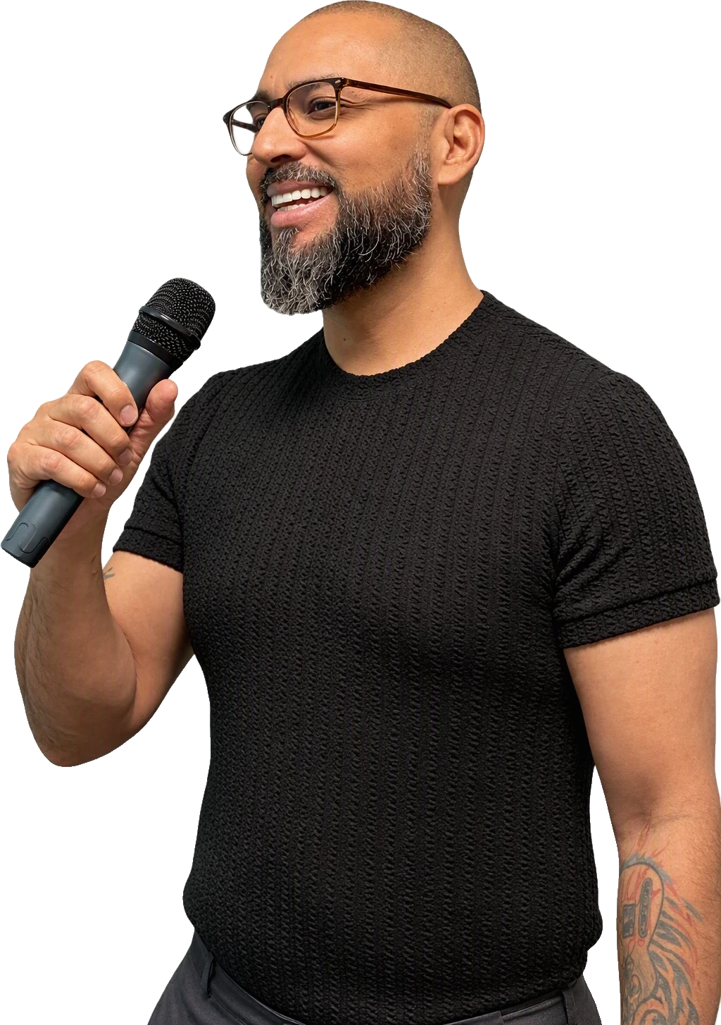 F. John Gamez III speaking with a microphone